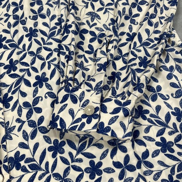 Marina Kaneva Shirt Dress Womens UK 16 White Blue Floral Button Long Sleeve - Picture 4 of 7